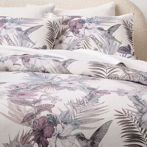 Eden Off White and Smoked Mauve Linen King Pillow Shams Set of 2, $89.95 USD